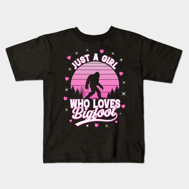 Just A Girl Who Loves Bigfoot Kids T-Shirt by Nifty T Shirts